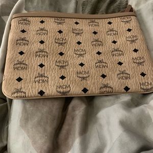 Authentic Beige MCM Pouch
